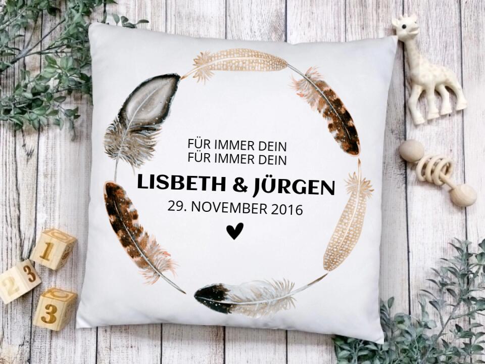 Hochzeitsgeschenk personalisiertes Kissen FÜR IMMER DEIN-FÜR IMMER MEIN-Geschenk zur Hochzeit, Jahrestag, Valentin, Geburtstag