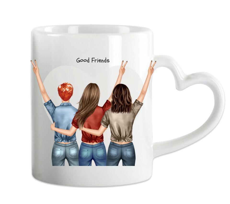 3 beste Freundinnen Tasse - personalisierte Tasse mit Spruch - Geschenkidee Freundin, Schwester, Kollegin, Weihnachtsgeschenk