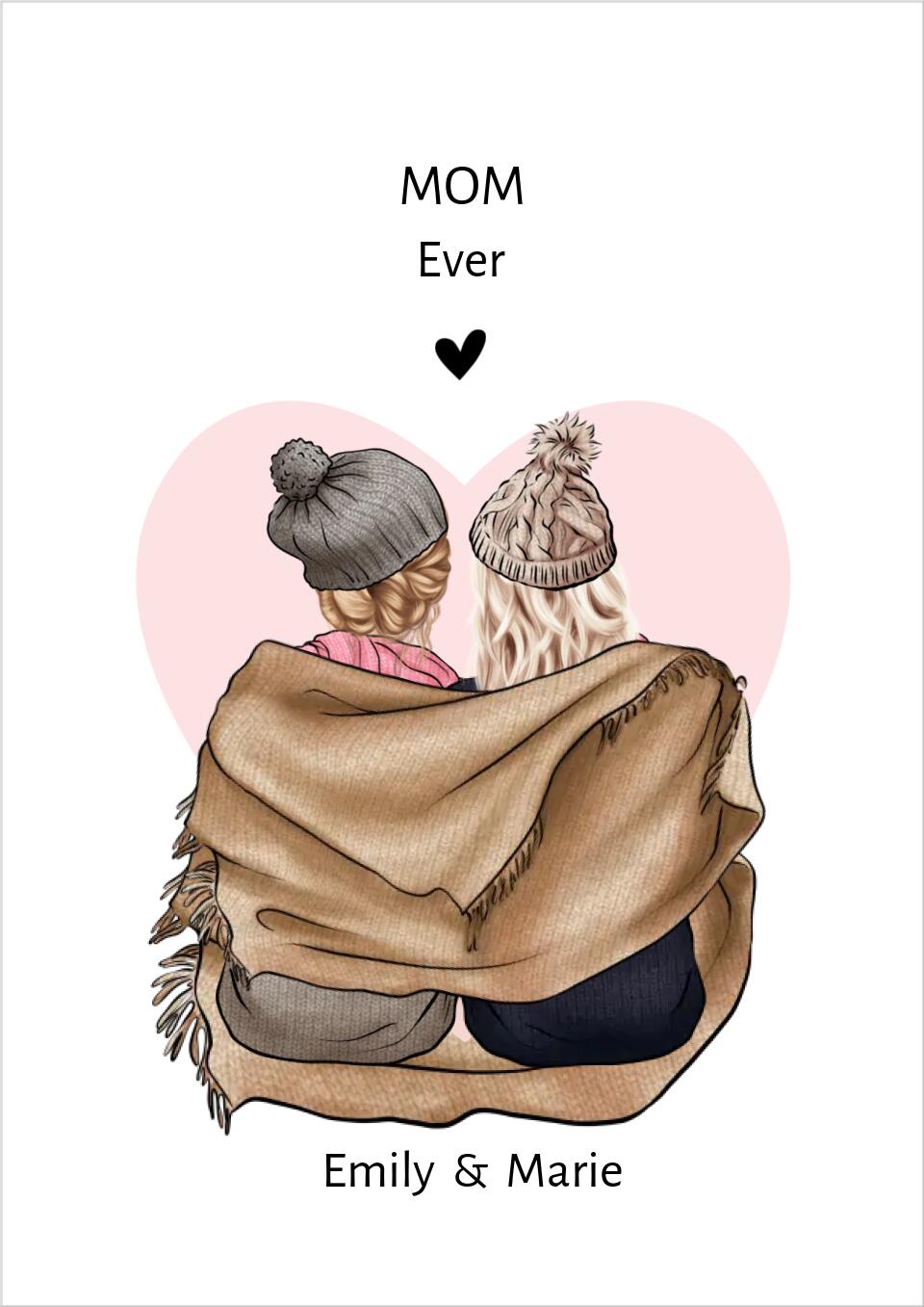 2 Freundinnen Poster personalisiertes Geschenk Geburtstag - Freundinnen Bild personalisiert - Valentinstag Geschenk