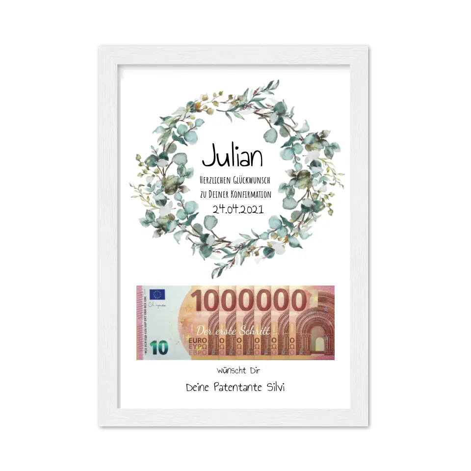 Geldgeschenk Wunscherfüller - Personalisiertes Geschenk, Geldgeschenk zum Geburtstag, Jugendweihe, Kommunion, Konfirmation, Geburtstagsgeschenk 1. Million