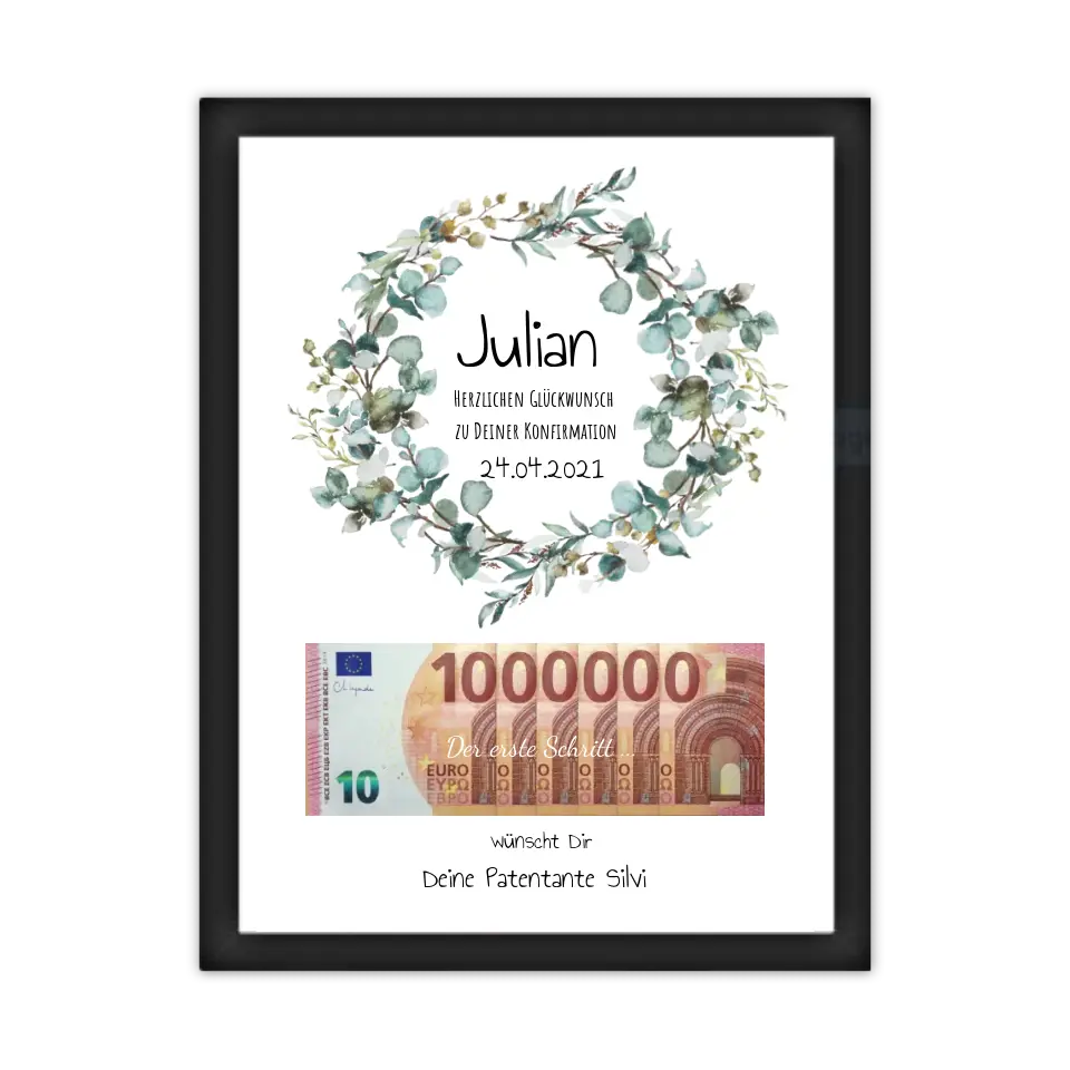 Geldgeschenk Wunscherfüller - Personalisiertes Geschenk, Geldgeschenk zum Geburtstag, Jugendweihe, Kommunion, Konfirmation, Geburtstagsgeschenk 1. Million