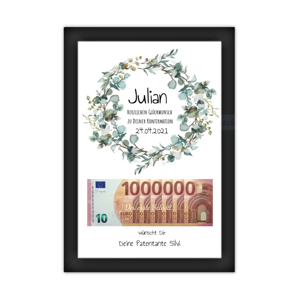 Geldgeschenk Wunscherfüller - Personalisiertes Geschenk, Geldgeschenk zum Geburtstag, Jugendweihe, Kommunion, Konfirmation, Geburtstagsgeschenk 1. Million