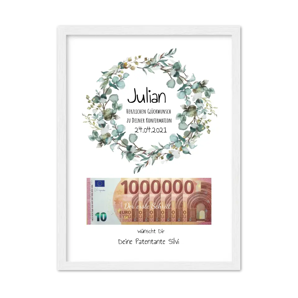 Geldgeschenk Wunscherfüller - Personalisiertes Geschenk, Geldgeschenk zum Geburtstag, Jugendweihe, Kommunion, Konfirmation, Geburtstagsgeschenk 1. Million