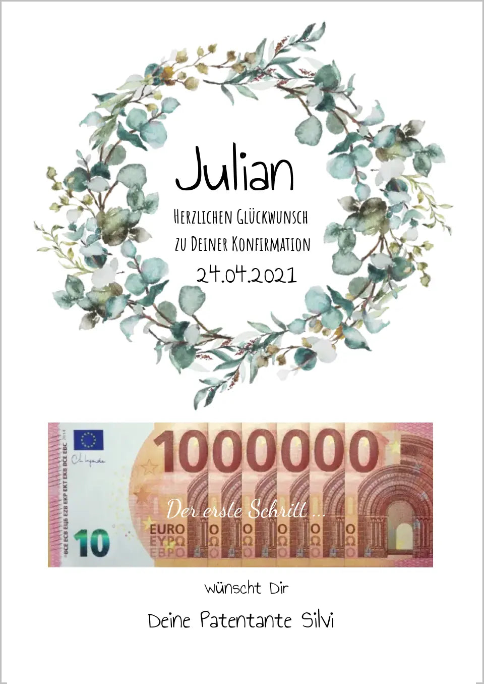 Geldgeschenk Wunscherfüller - Personalisiertes Geschenk, Geldgeschenk zum Geburtstag, Jugendweihe, Kommunion, Konfirmation, Geburtstagsgeschenk 1. Million