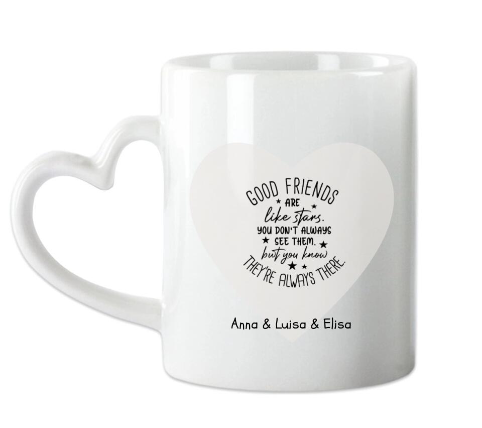 Personalisierte Tasse 3 Beste Freundinnen, Kaffeebecher, Geschenkidee Freundin, Schwester, Kollegin, Weihnachtsgeschenk