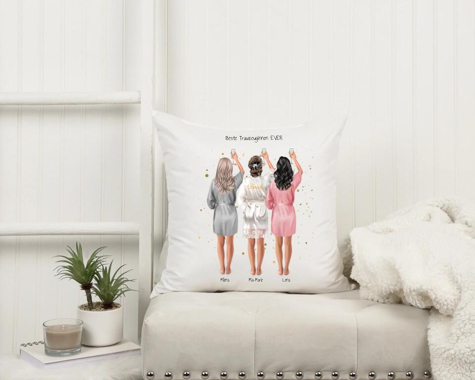 Personalisiertes Kissen Geschenk an die Trauzeuginnen oder zur Hochezit