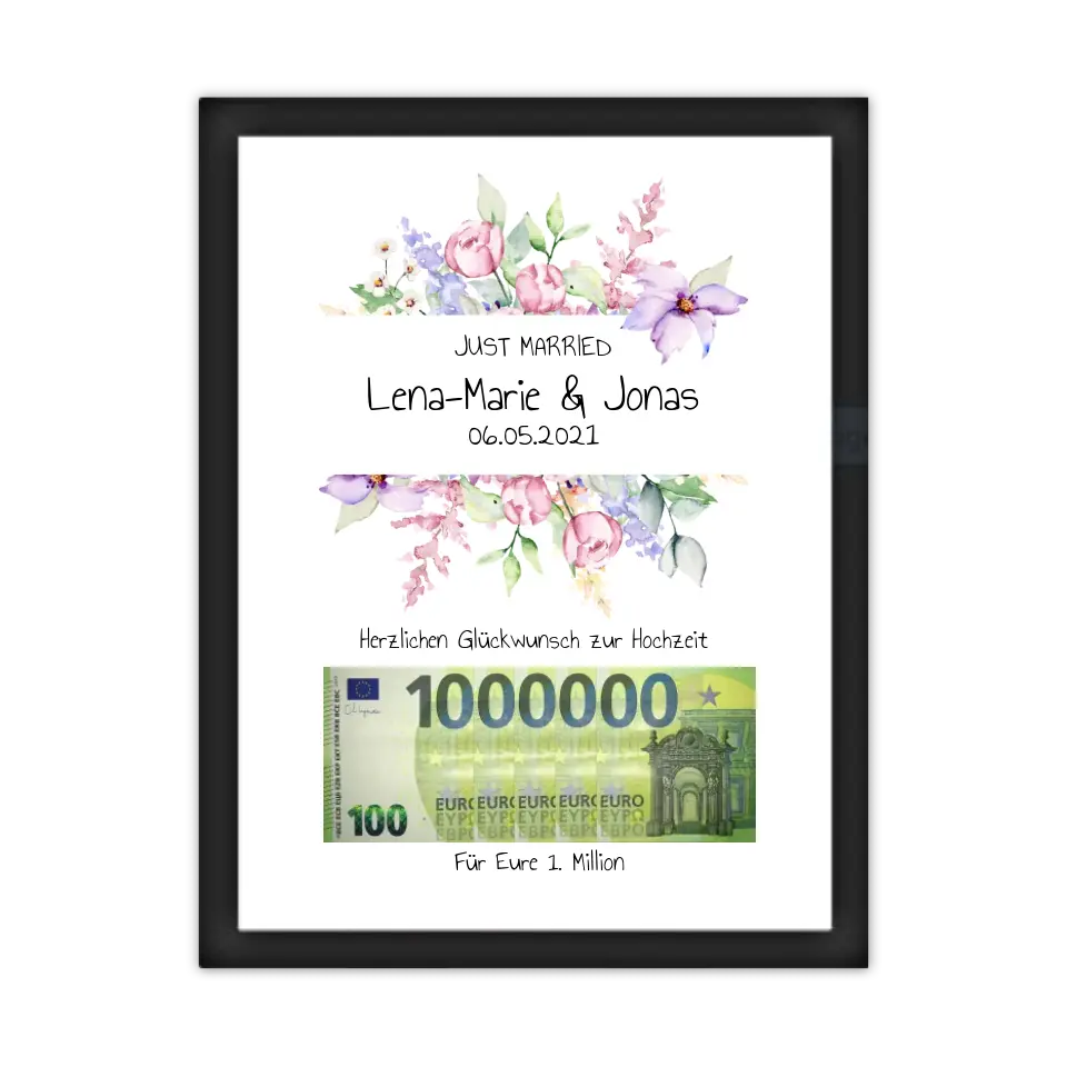 Geldgeschenk Wunscherfüller - Personalisiertes Geschenk, Geldgeschenk zur Hochzeit, Hochzeitsgeschenk Für Eure 1. Million