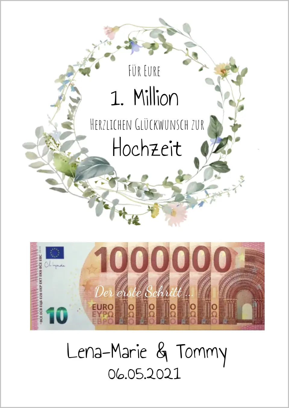 Geldgeschenk Wunscherfüller - Geldgeschenk zur Hochzeit, Hochzeitsgeschenk Für Eure 1. Million