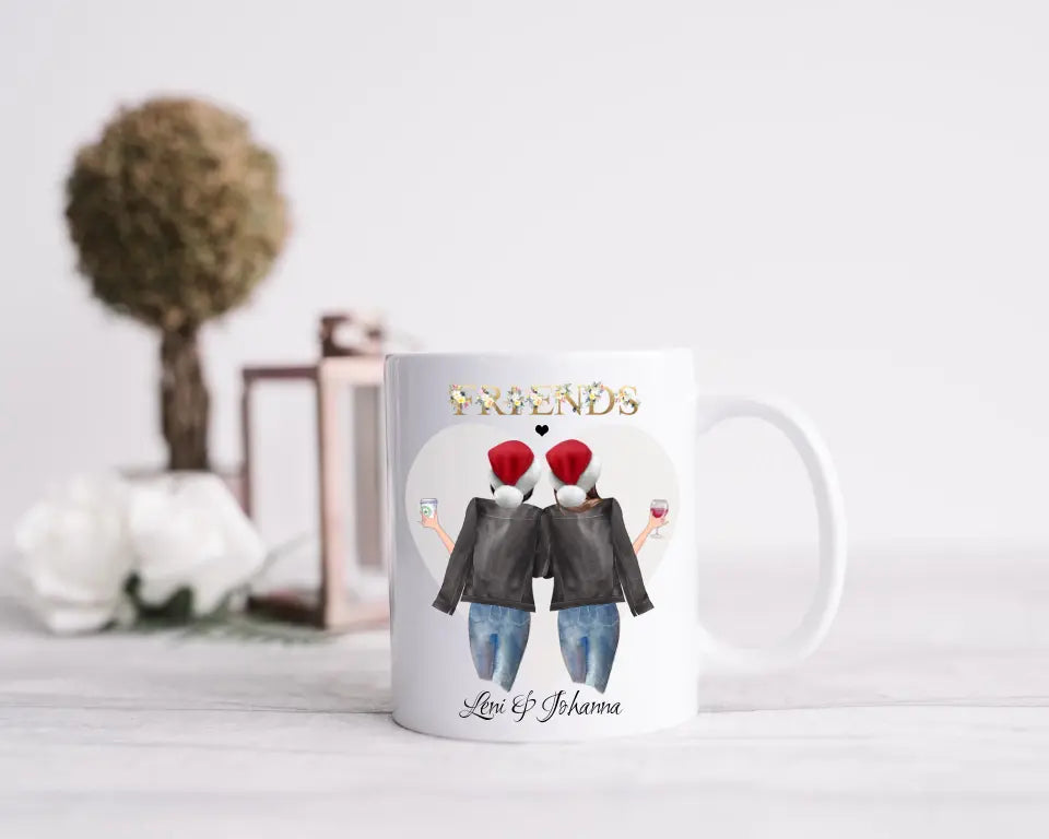 3 Beste Freundinnen Geschenk Kaffeetasse Weihnachtstasse personalisiertes Weihnachtsgeschenk - Geschenk für Freundin