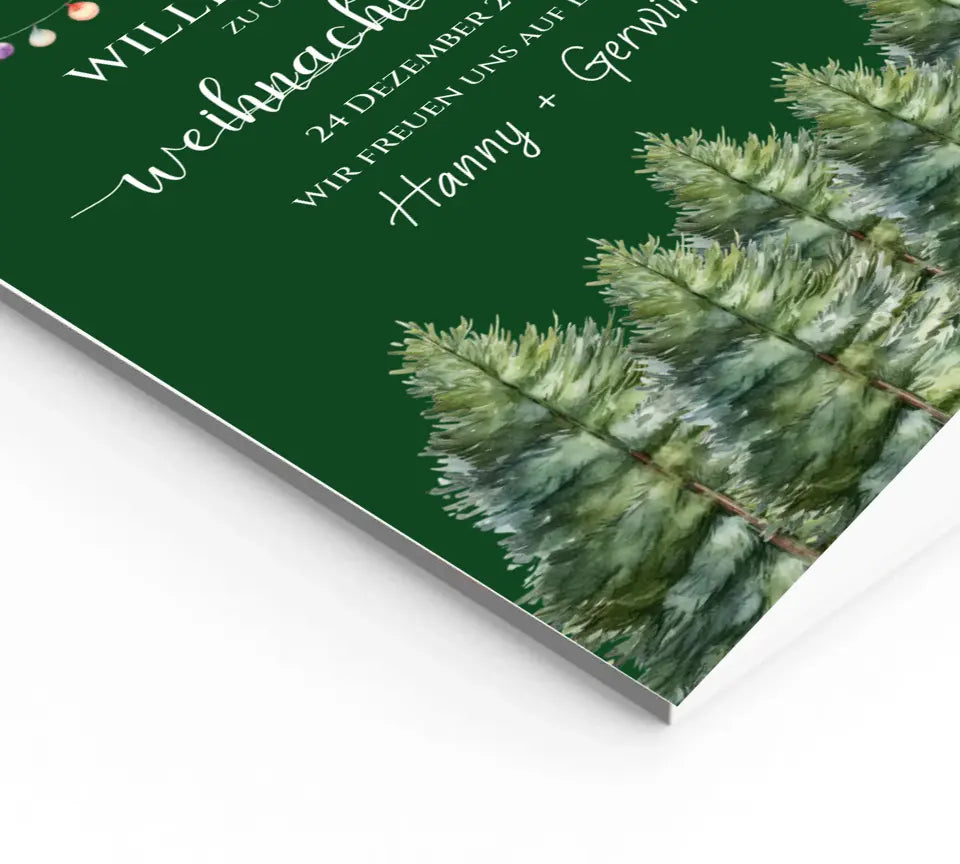 Weihnachtsschild Willkommen mit Tannenbäumen | Weihnachtsposter | Willkommensschild Weihnachten | Einladung Weihnachten | Weihnachten Einladung