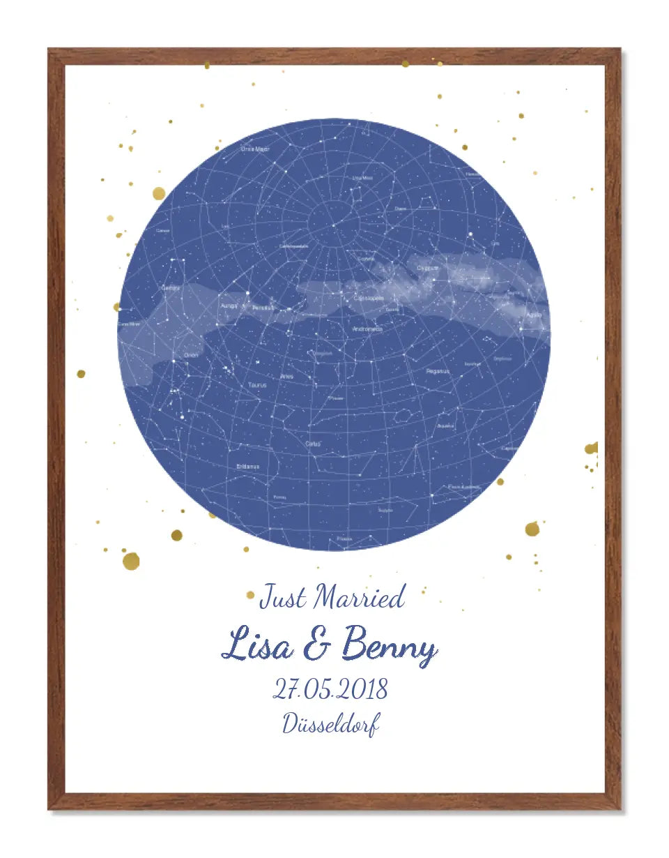 Hochzeitsgeschenk | Personalisierte Sternkarte | Sternenbild Poster | Sternkarte Geschenk zur Hochzeit, zur Geburt, zur Taufe | Geschenk Brautpaar