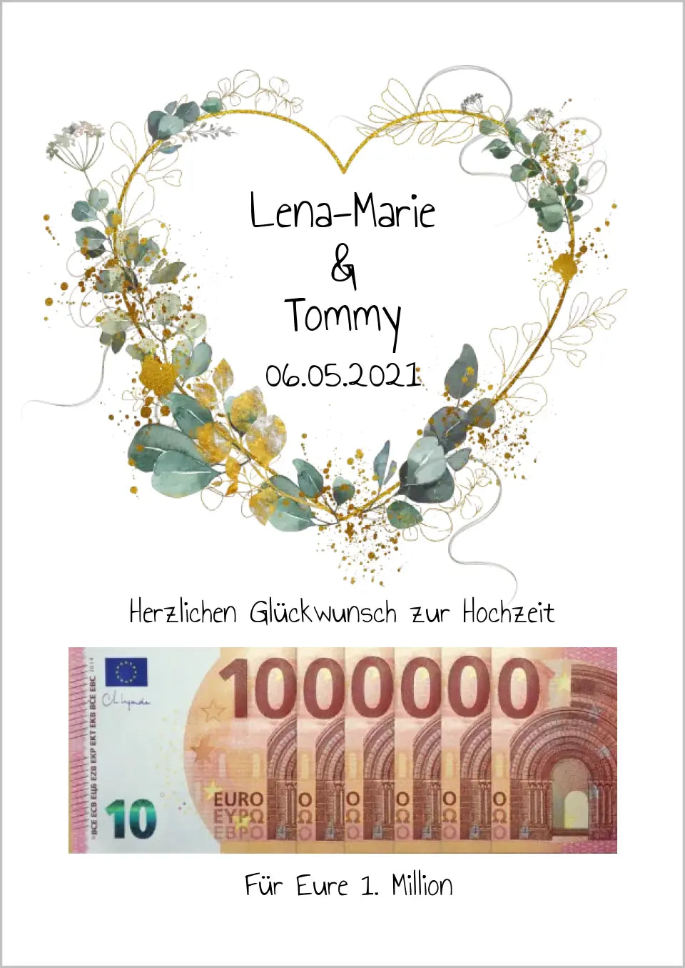 Geldgeschenk Wunscherfüller - Personalisiertes Geschenk, Geldgeschenk zur Hochzeit, Hochzeitsgeschenk Für Eure 1. Million
