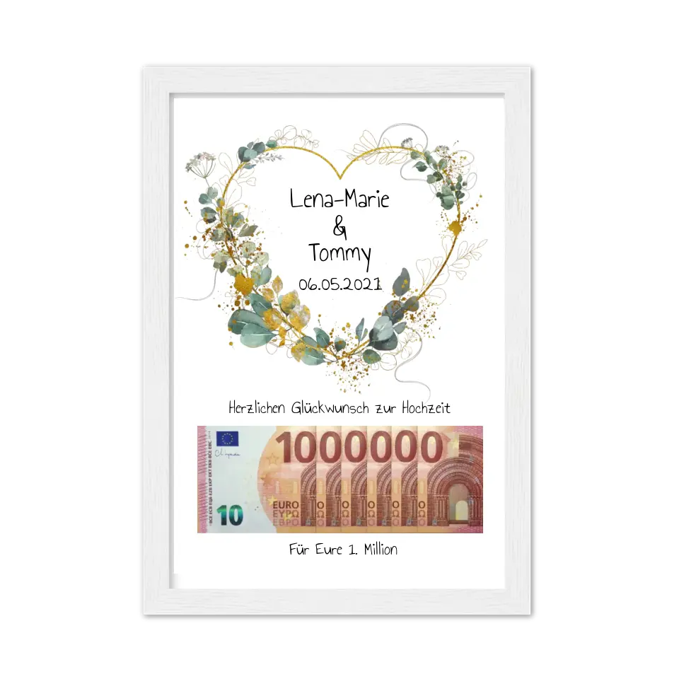 Geldgeschenk Wunscherfüller - Personalisiertes Geschenk, Geldgeschenk zur Hochzeit, Hochzeitsgeschenk Für Eure 1. Million