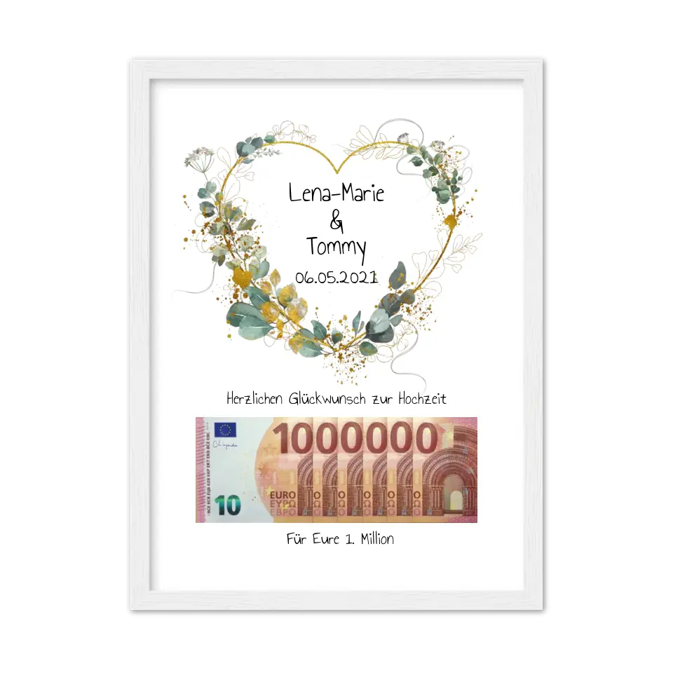 Geldgeschenk Wunscherfüller - Personalisiertes Geschenk, Geldgeschenk zur Hochzeit, Hochzeitsgeschenk Für Eure 1. Million