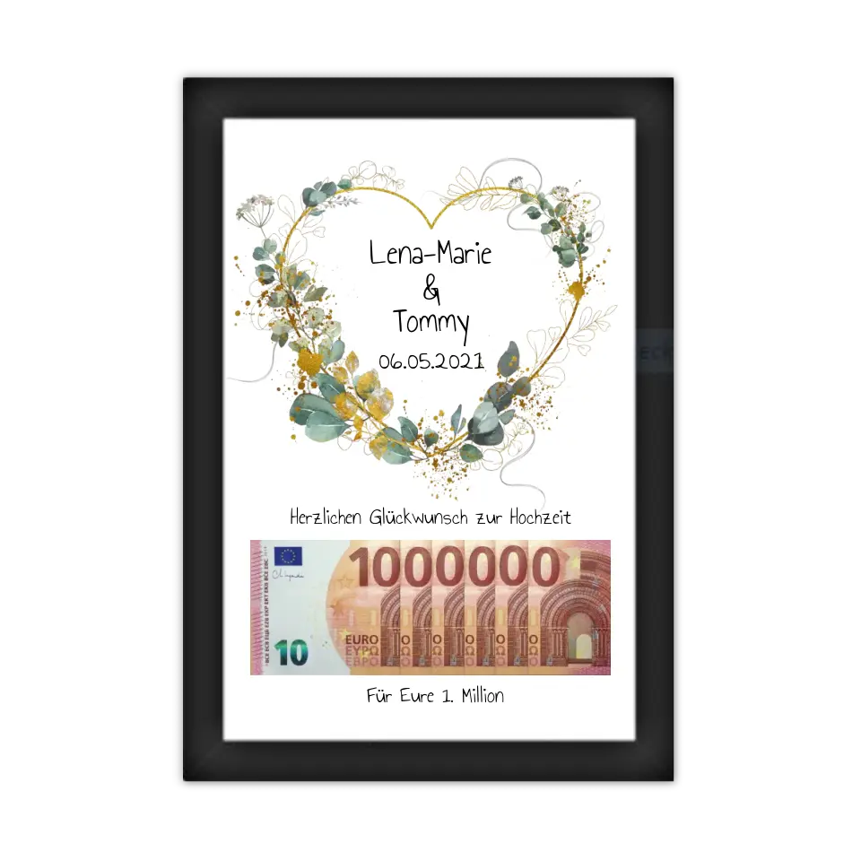 Geldgeschenk Wunscherfüller - Personalisiertes Geschenk, Geldgeschenk zur Hochzeit, Hochzeitsgeschenk Für Eure 1. Million