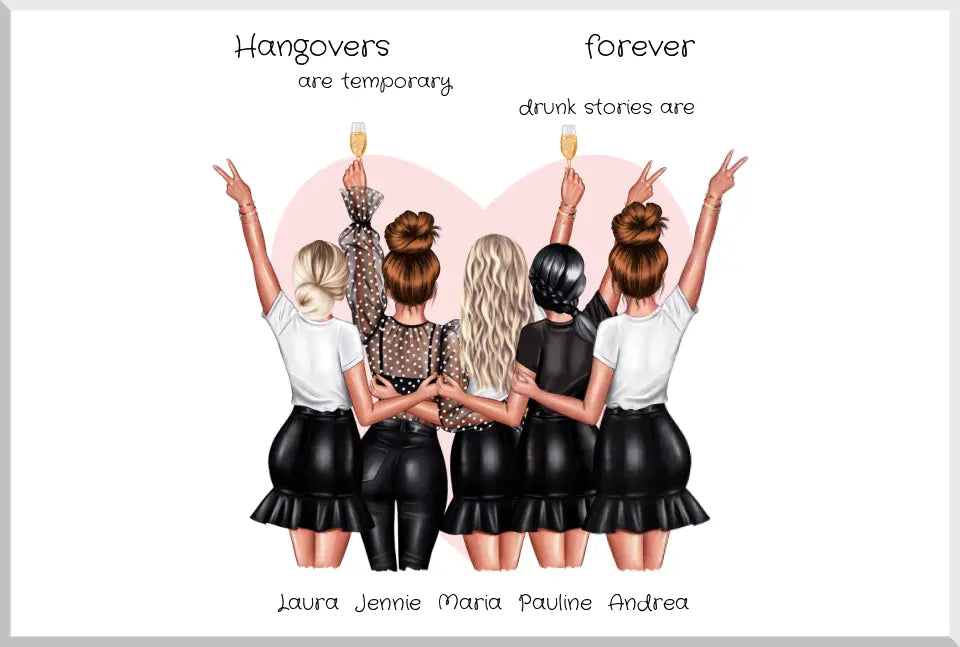 5 Beste Freundinnen personalisiertes Poster Geschenk Geburtstagsgeschenk - Freundin Bild Geschenk