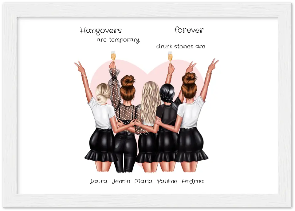 5 Beste Freundinnen personalisiertes Poster Geschenk Geburtstagsgeschenk - Freundin Bild Geschenk