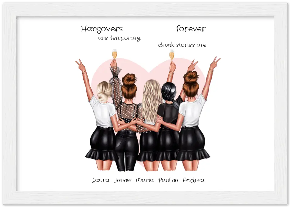 5 Beste Freundinnen personalisiertes Poster Geschenk Geburtstagsgeschenk - Freundin Bild Geschenk