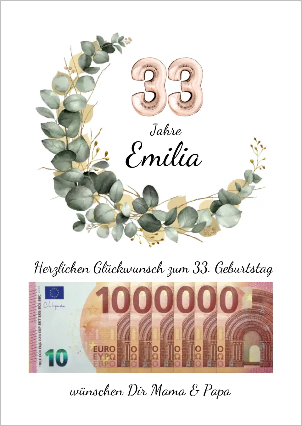 Geldgeschenk Wunscherfüller zum Geburtstag, Geburtstagsgeschenk 1. Million