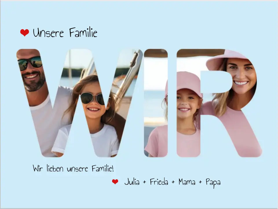 Muttertagsgeschenk | Vaterschaftsgeschenk | "WIR" Poster Familienbild personalisiert