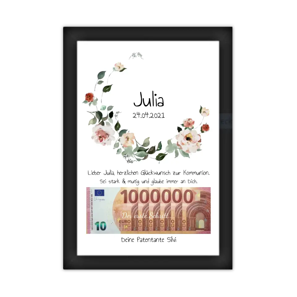 Geldgeschenk Wunscherfüller - Personalisiertes Geschenk, Geldgeschenk zum Geburtstag, Jugendweihe, Kommunion, Konfirmation, Geburtstagsgeschenk 1. Million