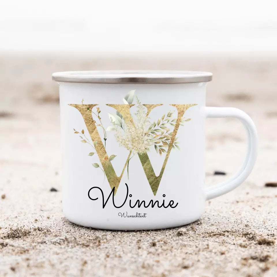 Schulanfang Kindertasse Schulkind 2024 - Emaille Kinderbecher Regenbogen - Einschulungsgeschenk