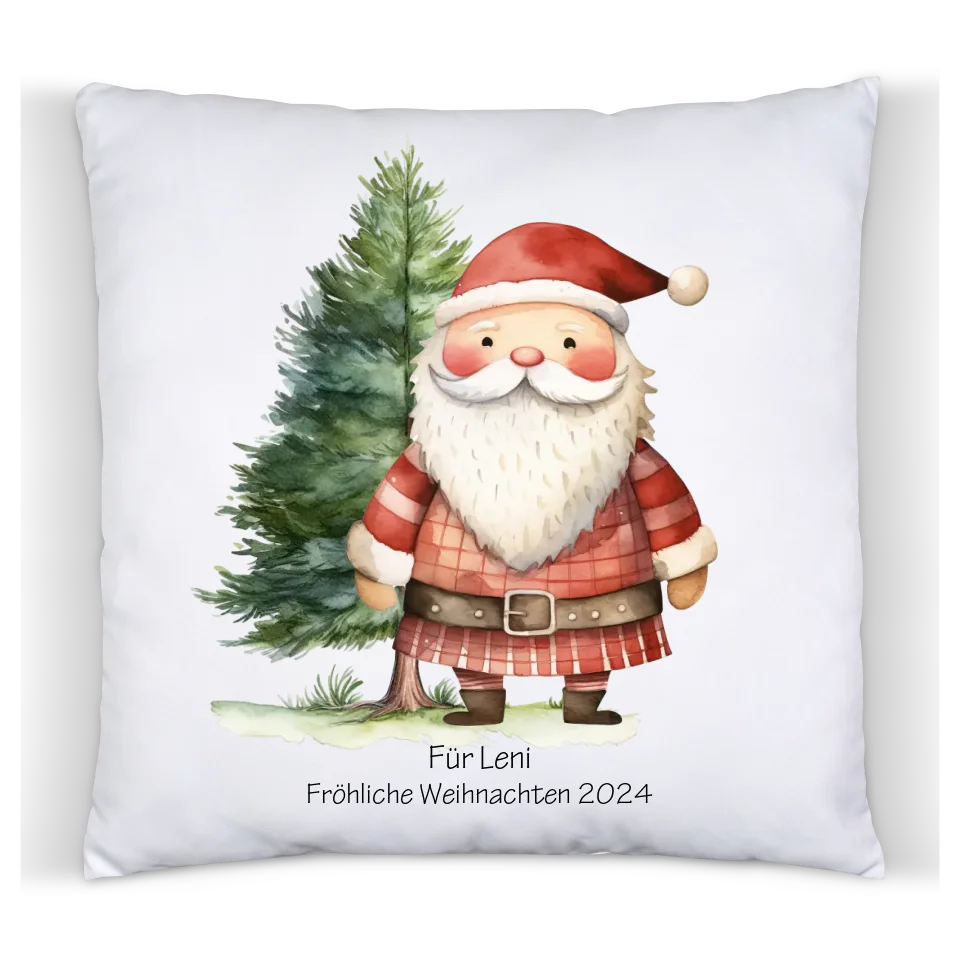 Nikolausgeschenk, Weihnachtsgeschenk Kissen personalisiert für Mädchen & Jungen - Weihnachtsmann mit Name, Text