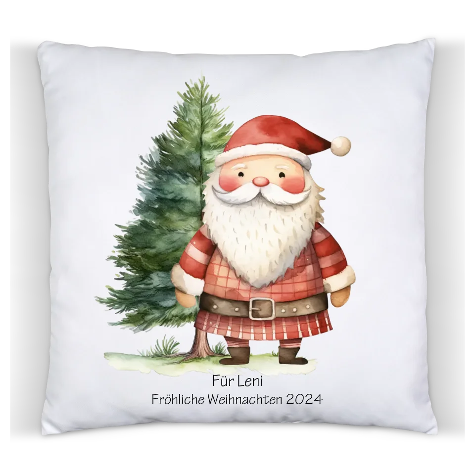 Nikolausgeschenk, Weihnachtsgeschenk Kissen personalisiert für Mädchen & Jungen - Weihnachtsmann mit Name, Text