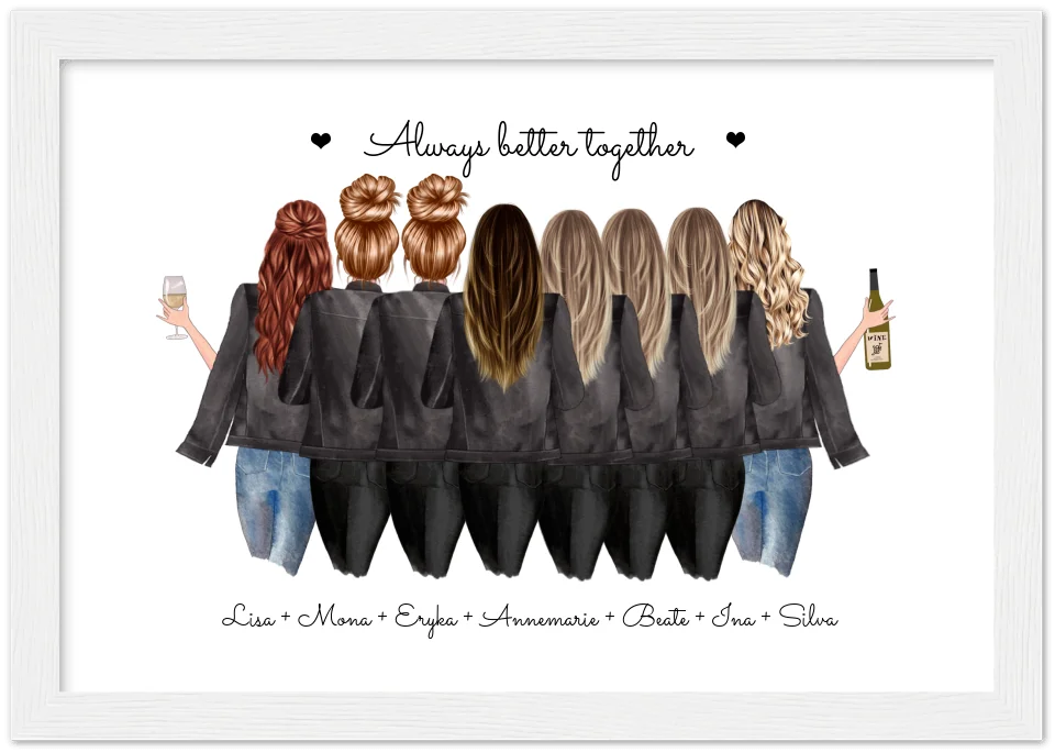 Geburtstag Freundin Geschenk Bild & Poster Geburtstagsgeschenk mit 8 Freundinnen personalisiert