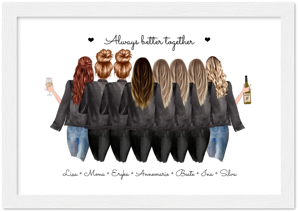 Geburtstag Freundin Geschenk Bild & Poster Geburtstagsgeschenk mit 8 Freundinnen personalisiert