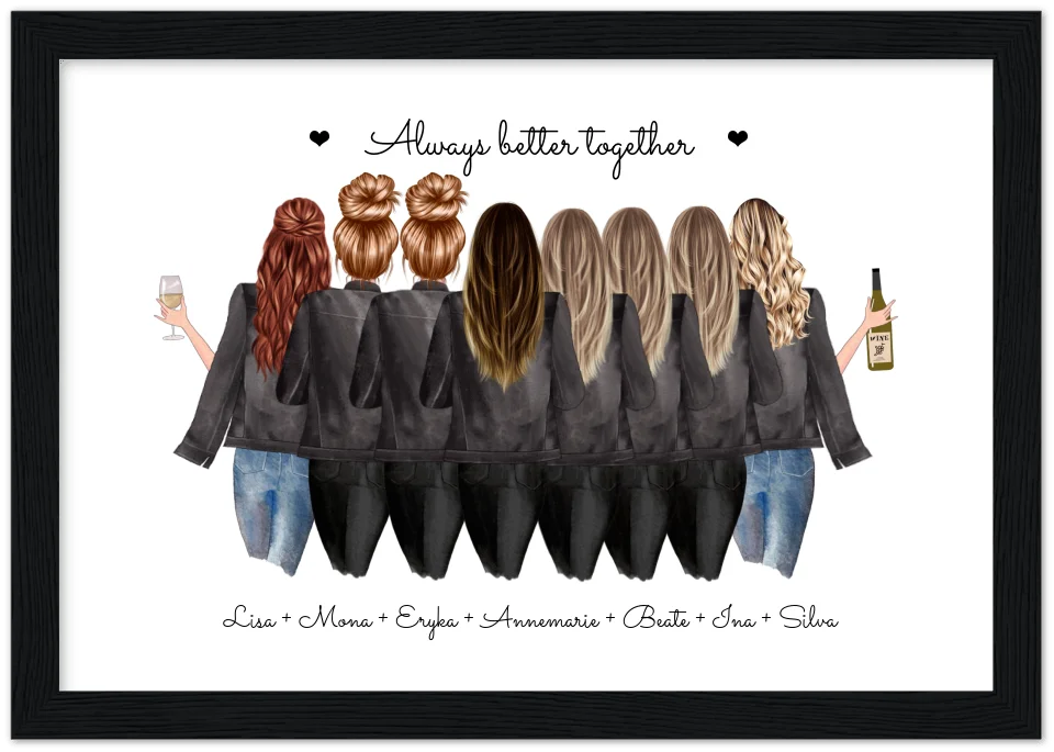 Geburtstag Freundin Geschenk Bild & Poster Geburtstagsgeschenk mit 8 Freundinnen personalisiert