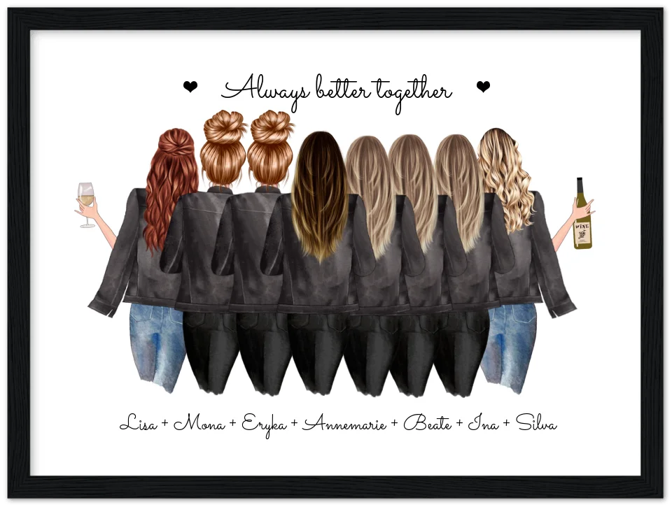 Geburtstag Freundin Geschenk Bild & Poster Geburtstagsgeschenk mit 8 Freundinnen personalisiert