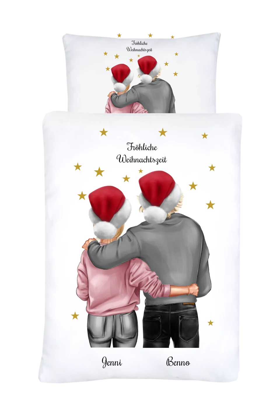Weihnachtsgeschenk für Paare personalisiert - Bettwäsche für Pärchen & beste Freunde Geschenk