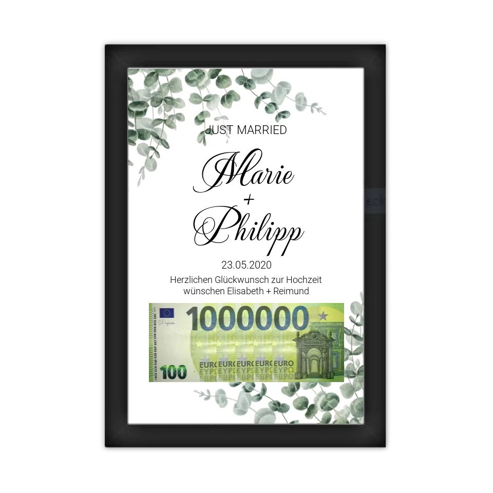 Geldgeschenk Wunscherfüller - Personalisiertes Geldgeschenk zur Hochzeit - Hochzeitsgeschenk Eure 1. Million