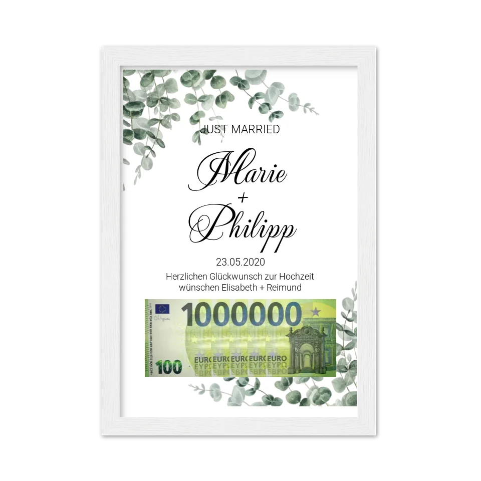 Geldgeschenk Wunscherfüller - Personalisiertes Geldgeschenk zur Hochzeit - Hochzeitsgeschenk Eure 1. Million