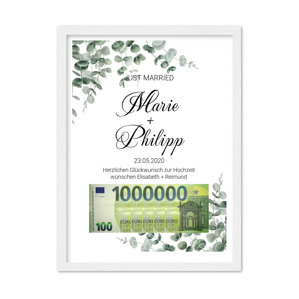 Geldgeschenk Wunscherfüller - Personalisiertes Geldgeschenk zur Hochzeit - Hochzeitsgeschenk Eure 1. Million
