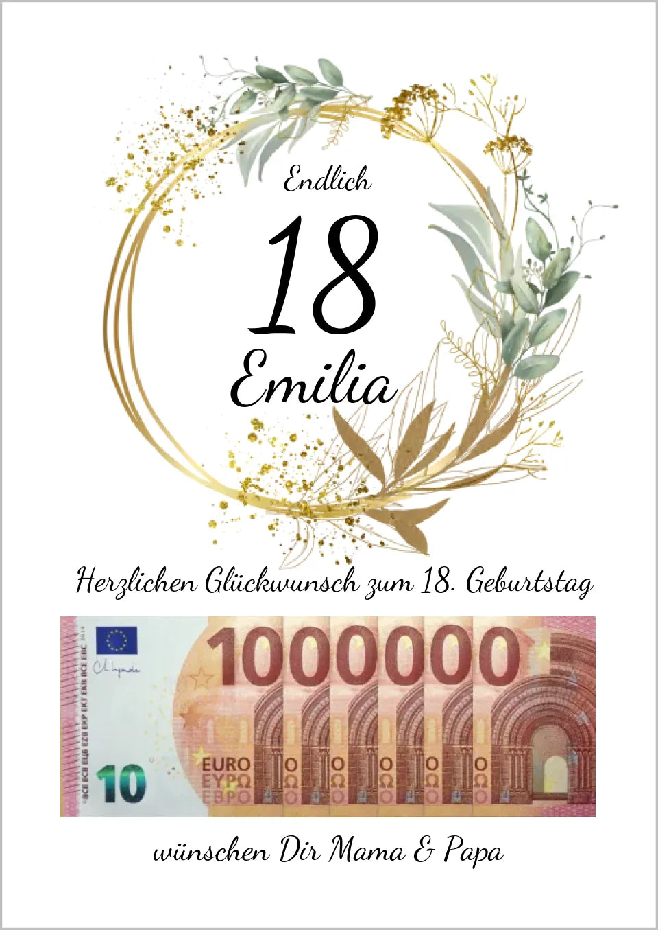 Geldgeschenk Wunscherfüller 18 Geburtstag - Personalisiertes Geschenk, Geburtstagsgeschenk 1. Million