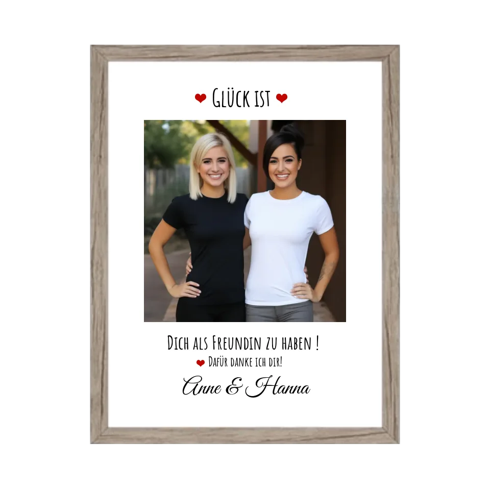 Fotoposter beste Freundin | Geburtstagsgeschenk | Weihnachtsgeschenk | Freundinnen Bild Geschenk | Glück ist ...