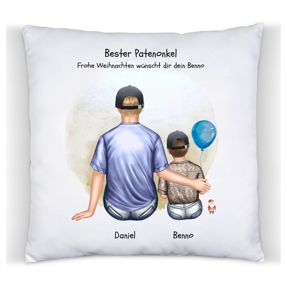 Weihnachtsgeschenk
Geschenk Patenonkel mit Patenkind Junge / Mädchen Kissen, Geburtstagsgeschenk