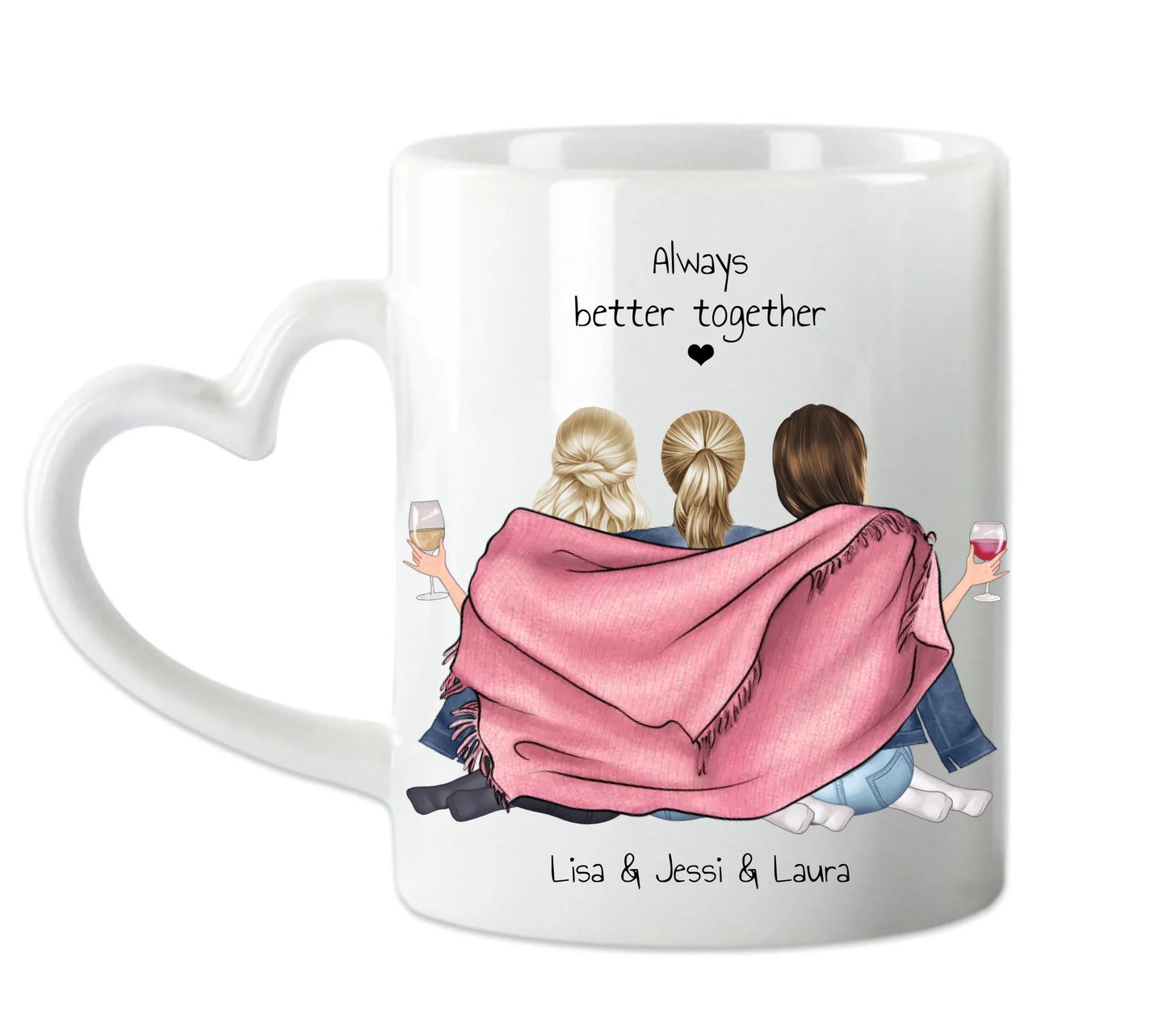 3 Beste Freundinnen Tasse personalisiert - Geschenk Freundin Geburtstagsgeschenk