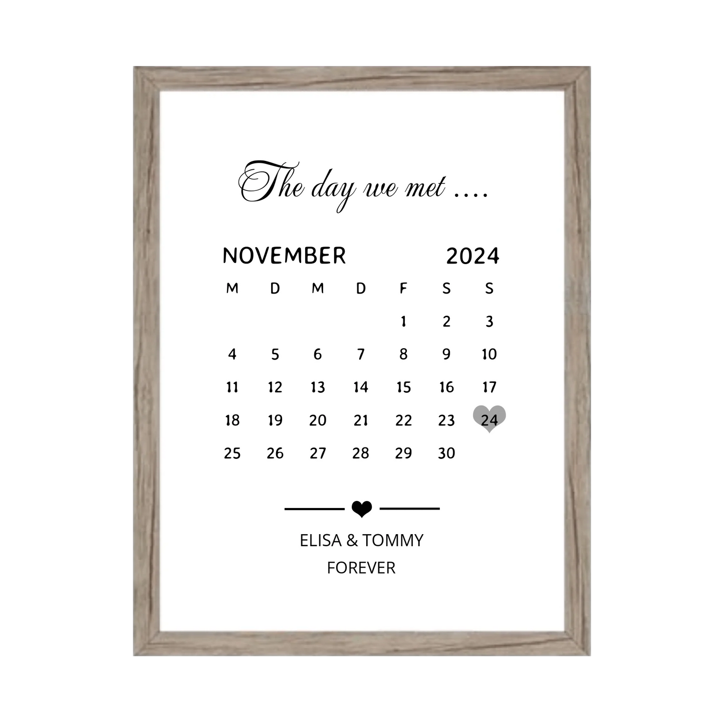 "OUR FIRST MET ..." Kalenderposter für Paare | Geschenk Valentinstag | Hochzeitstag | Jahrestag