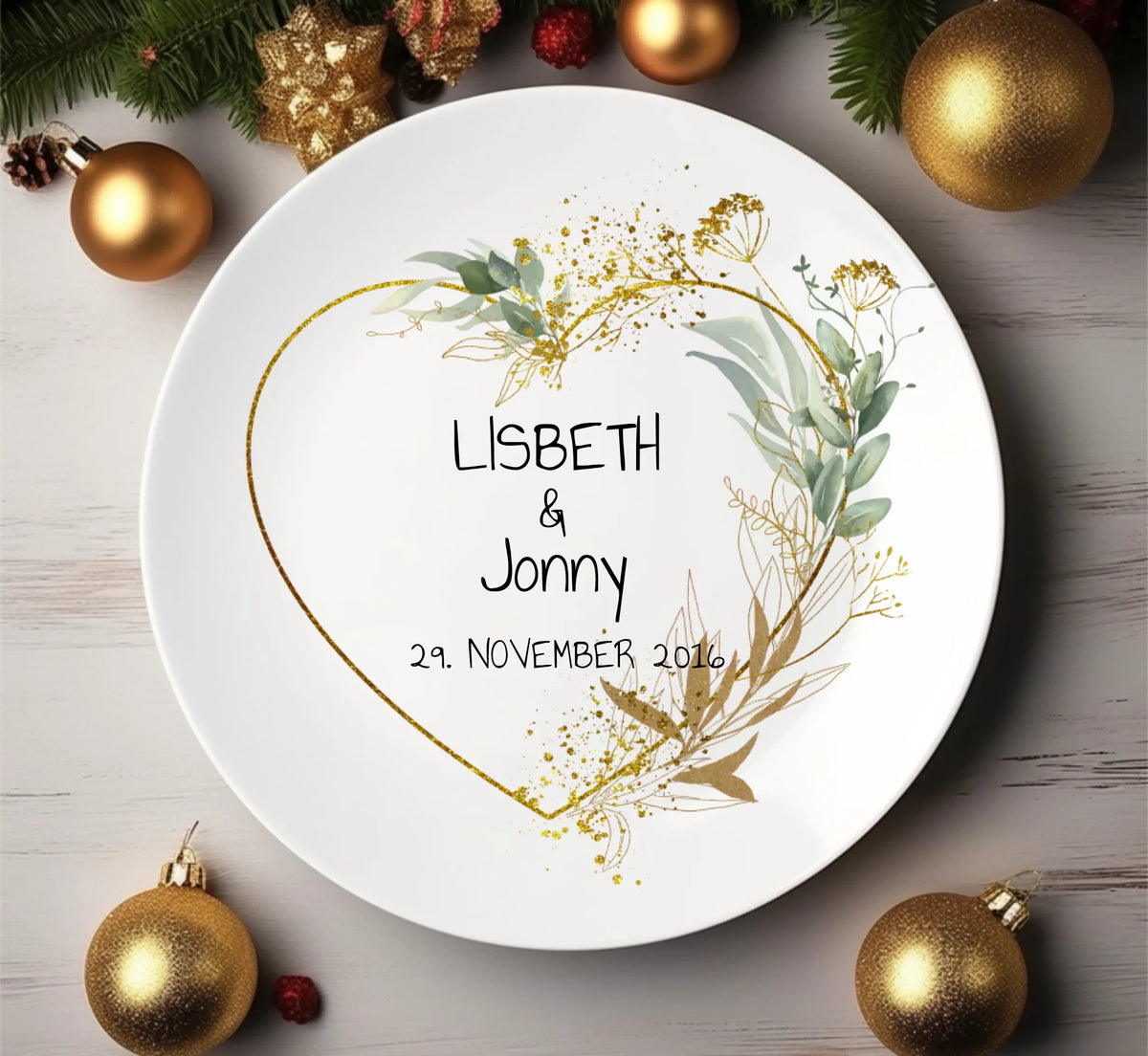 Personalisierter Hochzeitsteller mit Namen & Datum, Geschenk zur Hochzeit, Geschenk Brautpaar, ideal als Gästeteller