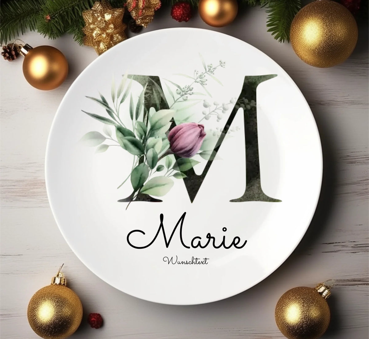 Personalisierter Teller Monogramm mit Namen & Datum, Geburtstagsgeschenk, Geschenk zur Hochzeit, Muttertag, Vatertag