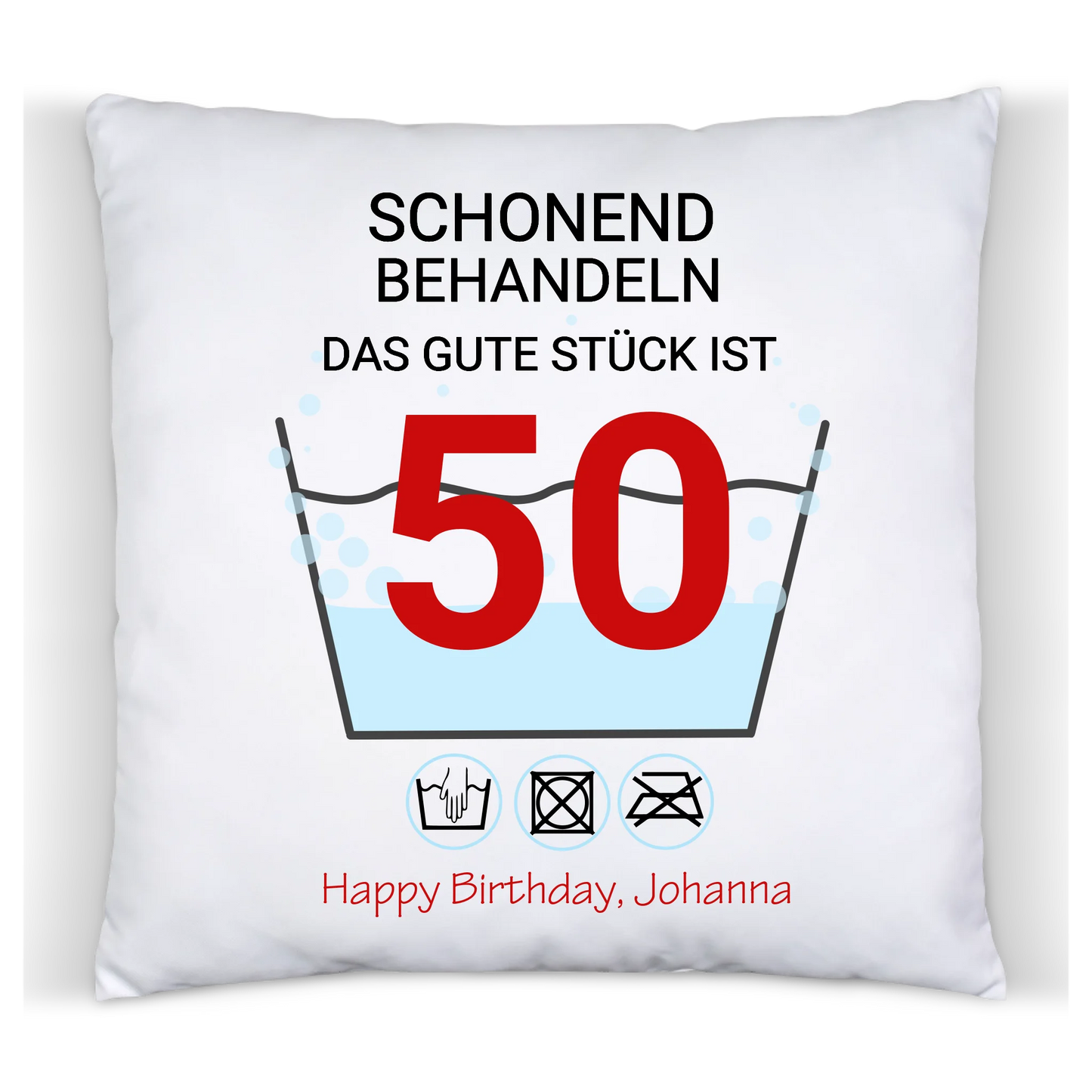 50. Geburtstag Geschenk Kissen personalisiert | Schonend Behandeln | Das gute Stück ist 50 Jahre | Geschenk Frau Mann Geburtstagsgeschenk