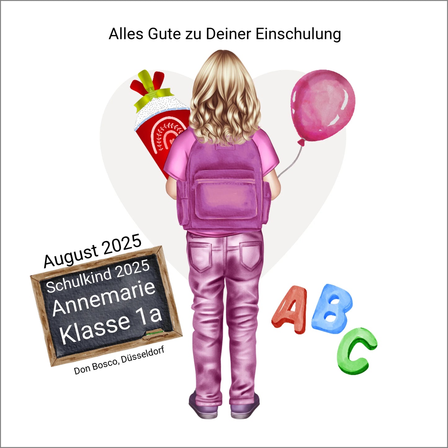 Personalisiertes Poster Geschenk - Einschulungsgeschenk Schulkind 2025 Mädchen 2