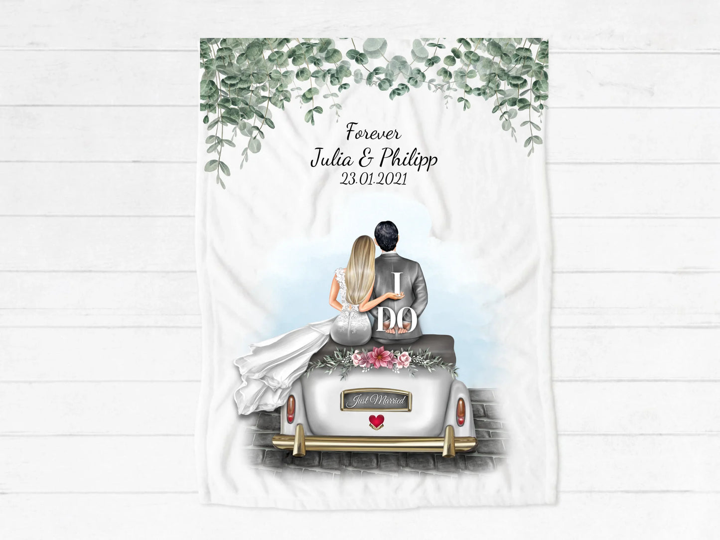 Kuschelige Fleece Premium Decke als Hochzeitsgeschenk - personalisiertes Geschenk zur Hochzeit - Kuscheldecke