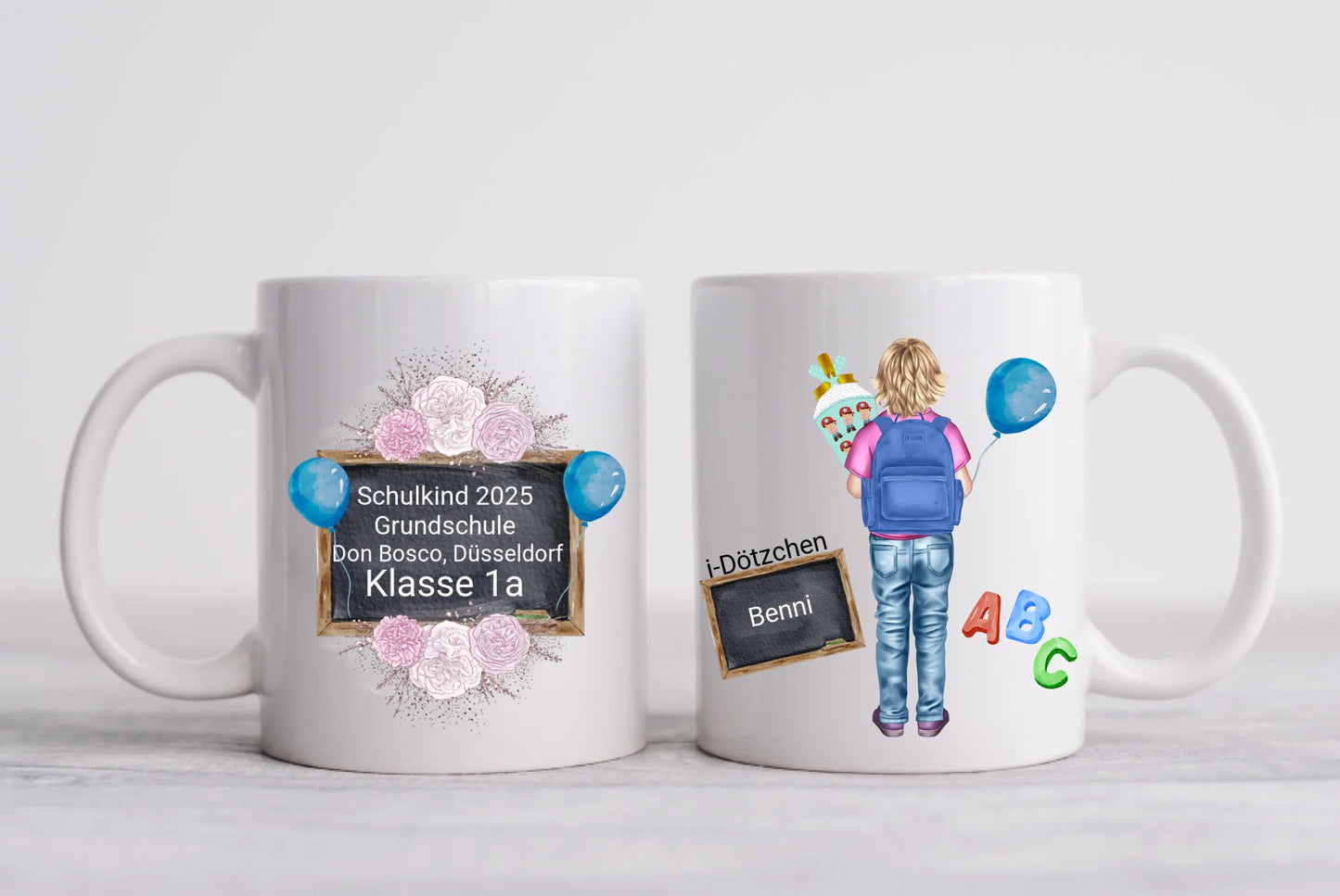 Personalisierte Tassen - Schulkind Kindertasse -Personalisiertes Geschenk zur Einschulung Tasse für Jungen - Einschulungsgeschenk