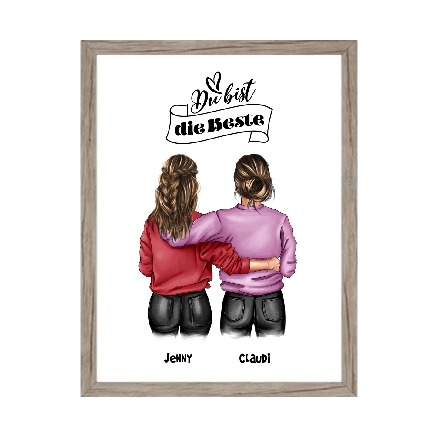 Besties - Beste Freundin Geburtstagsgeschenk Bild - BFF Poster für Mädchen, Freundin, Schwester, Kollegin