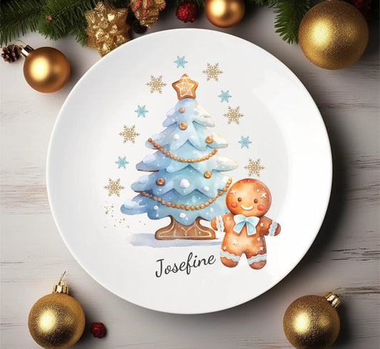 Kinderteller Lebkuchenmann - Weihnachtsteller mit Namen personalisiert, Kindergeschirr