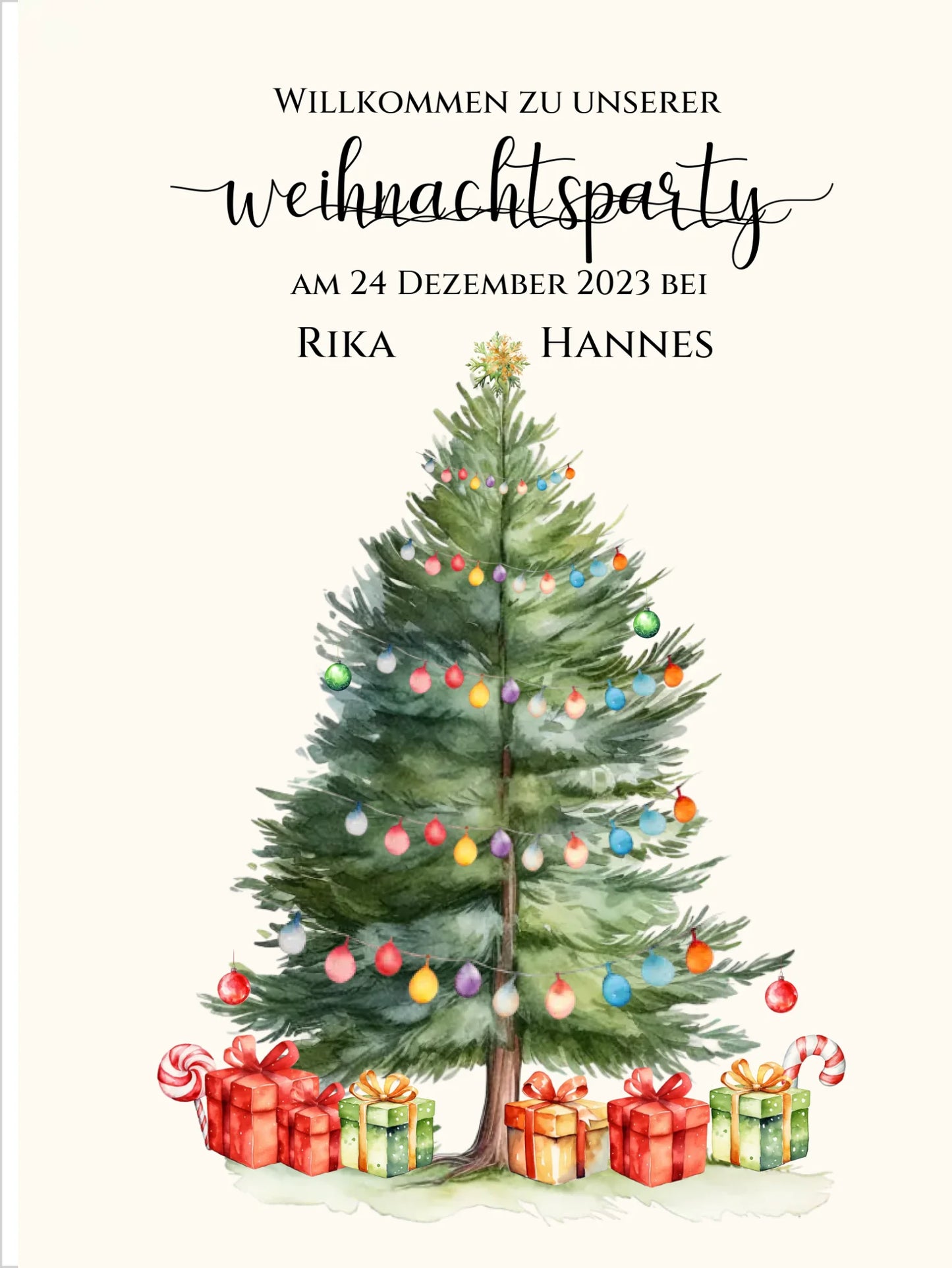 Weihnachtsposter | Willkommensschild Weihnachten | Einladung Weihnachtsfest | Weihnachtsschild Willkommen Schild mit Tannenbaum